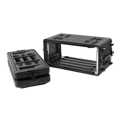 حقيبة سهلة الحمل 4U 4 Space Shallow Rack أسود PE 10 بوصة عمق مقاوم للماء